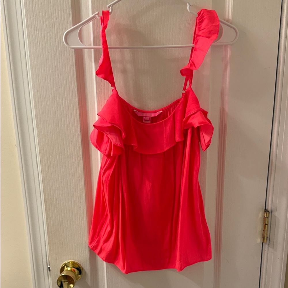 Lilly Pulitzer Vibrant Pink Camisole with Ruffles - worn once